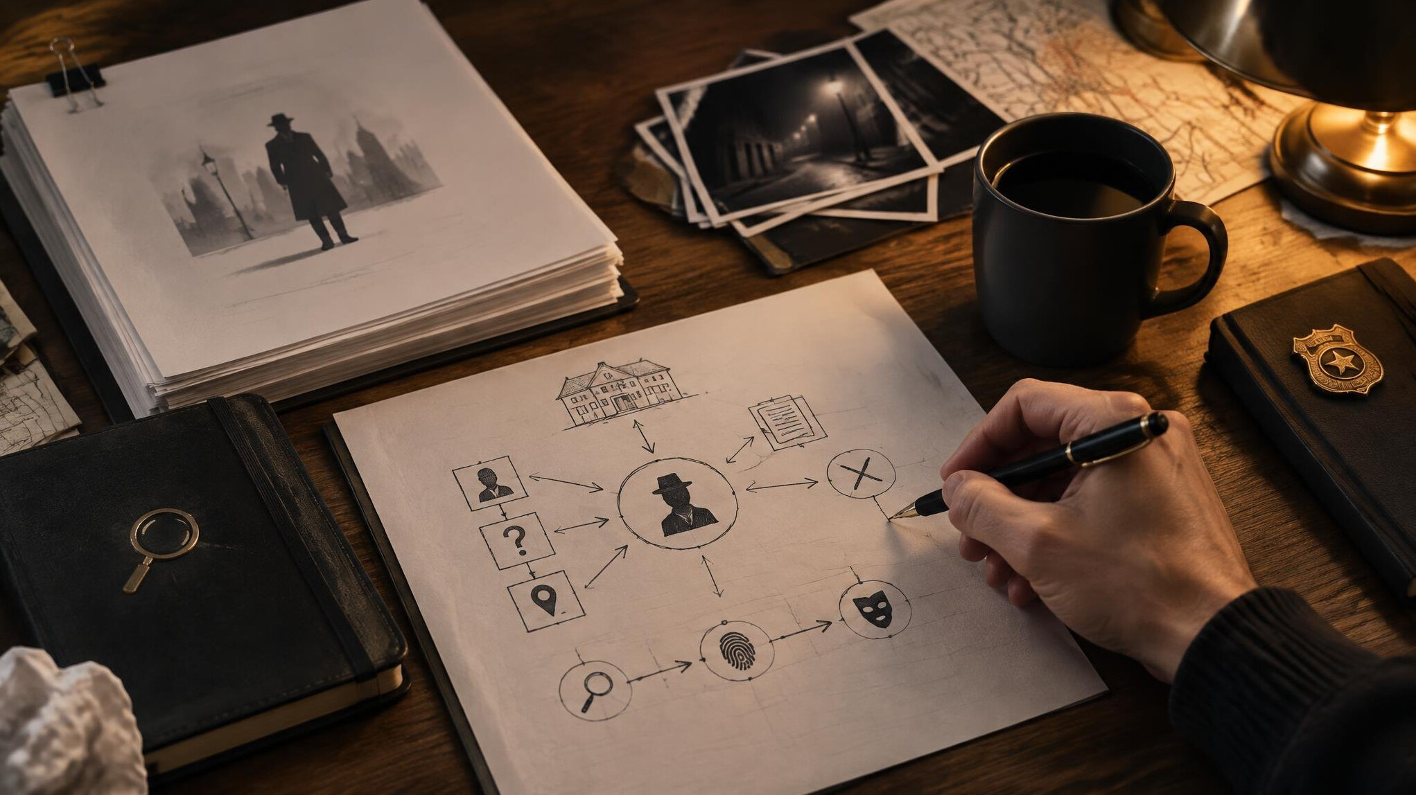 writer planning story on paper