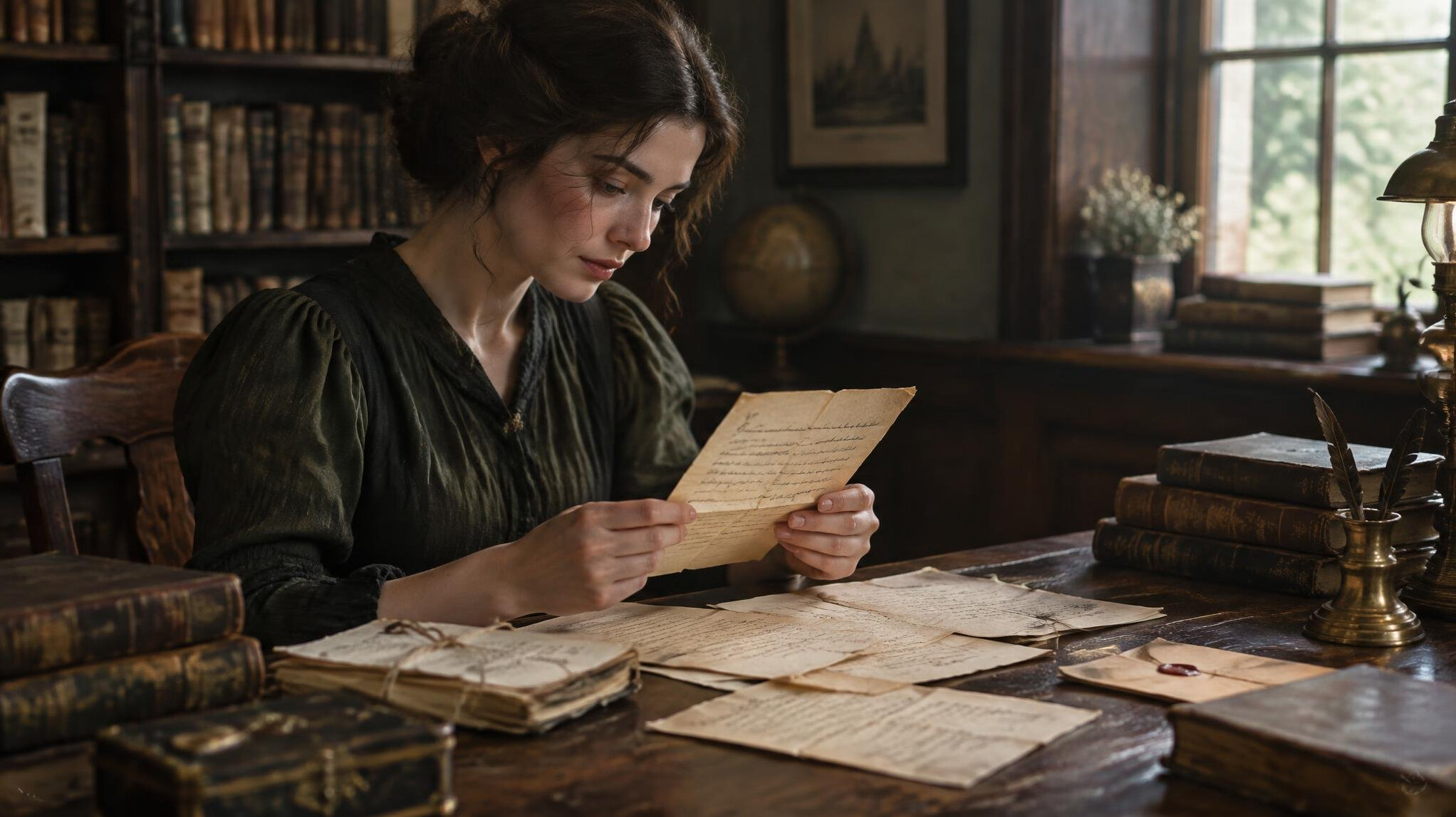 woman reading old letters