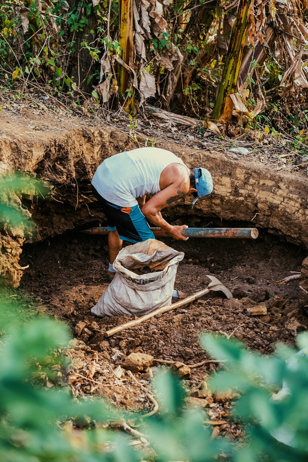 archaeologist digging site
