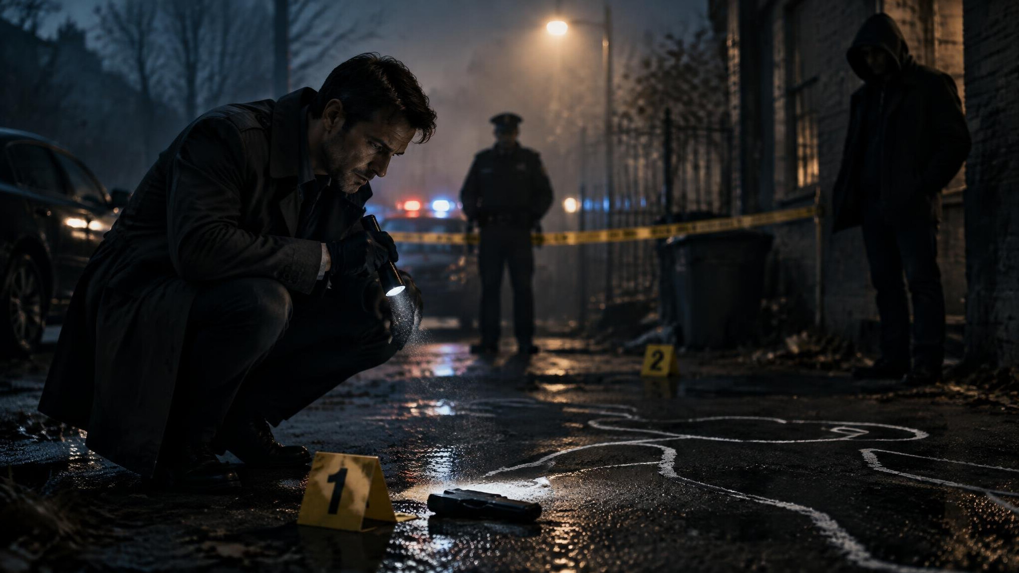 detective investigating scene