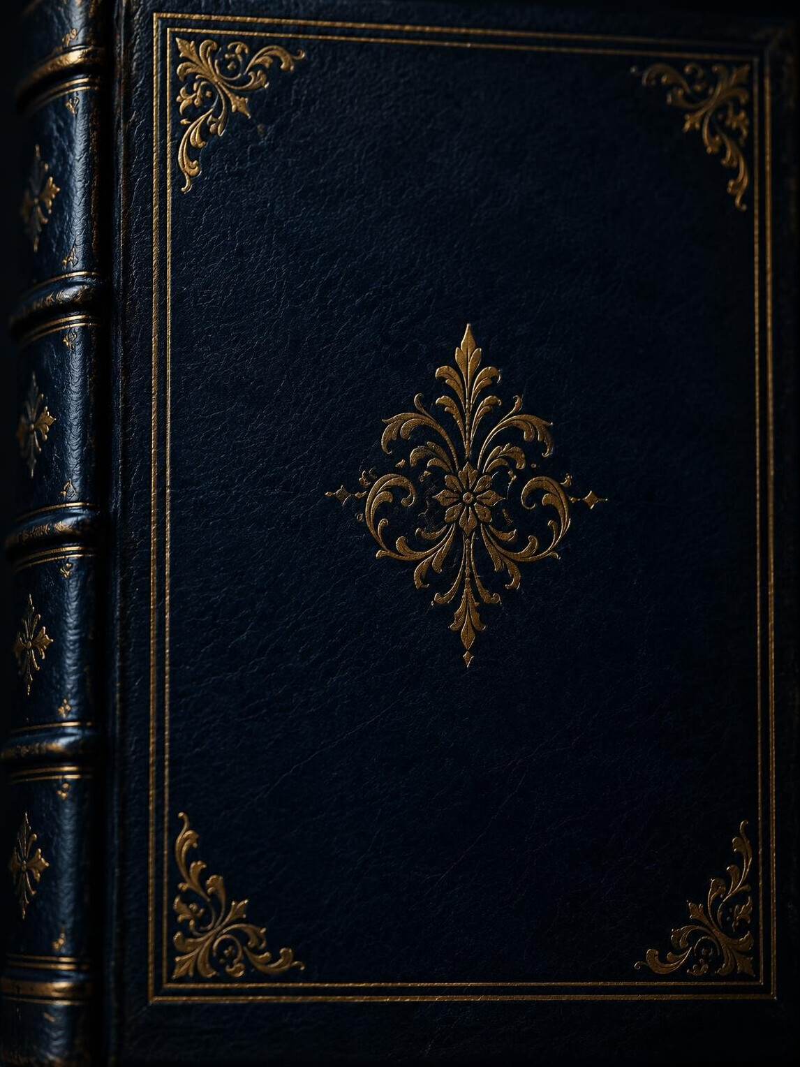Dark antique book cover with gold embossed lettering