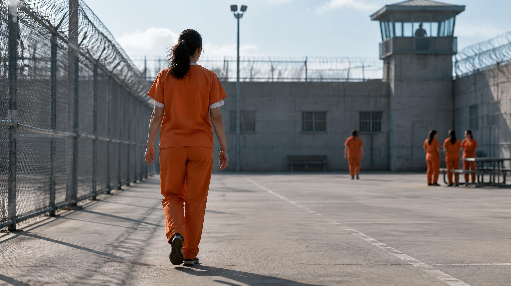 woman in prison yard